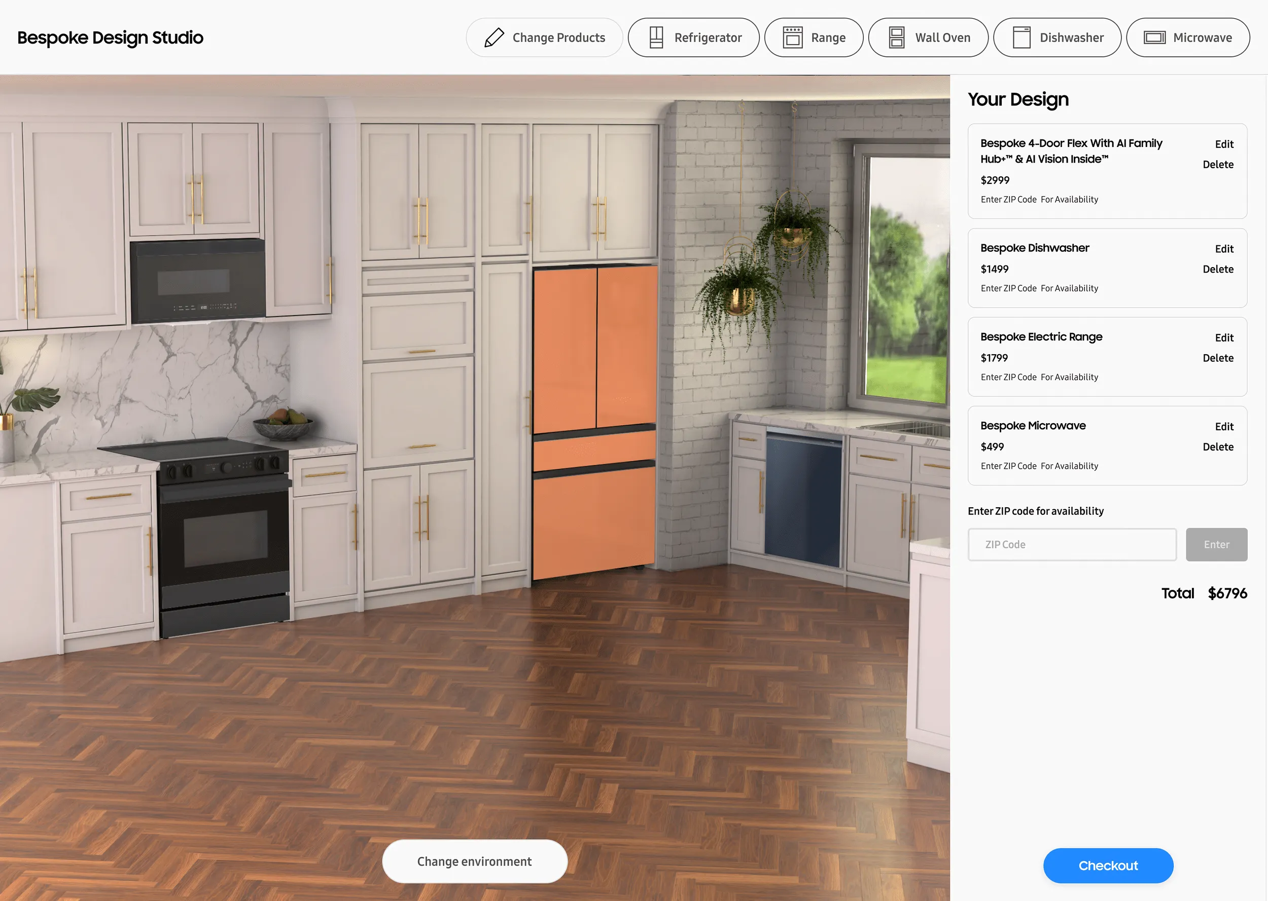 Final checkout step showing selected configuration with pricing