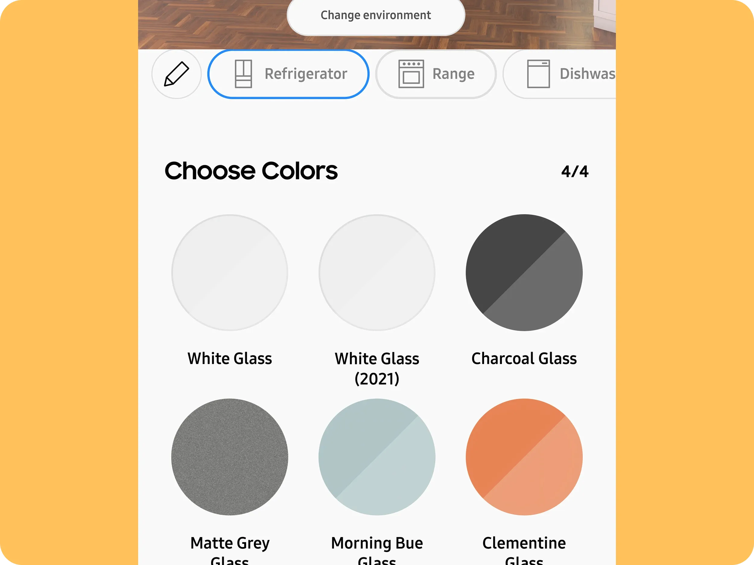 Mobile color picker, step 4 of the configuration flow
