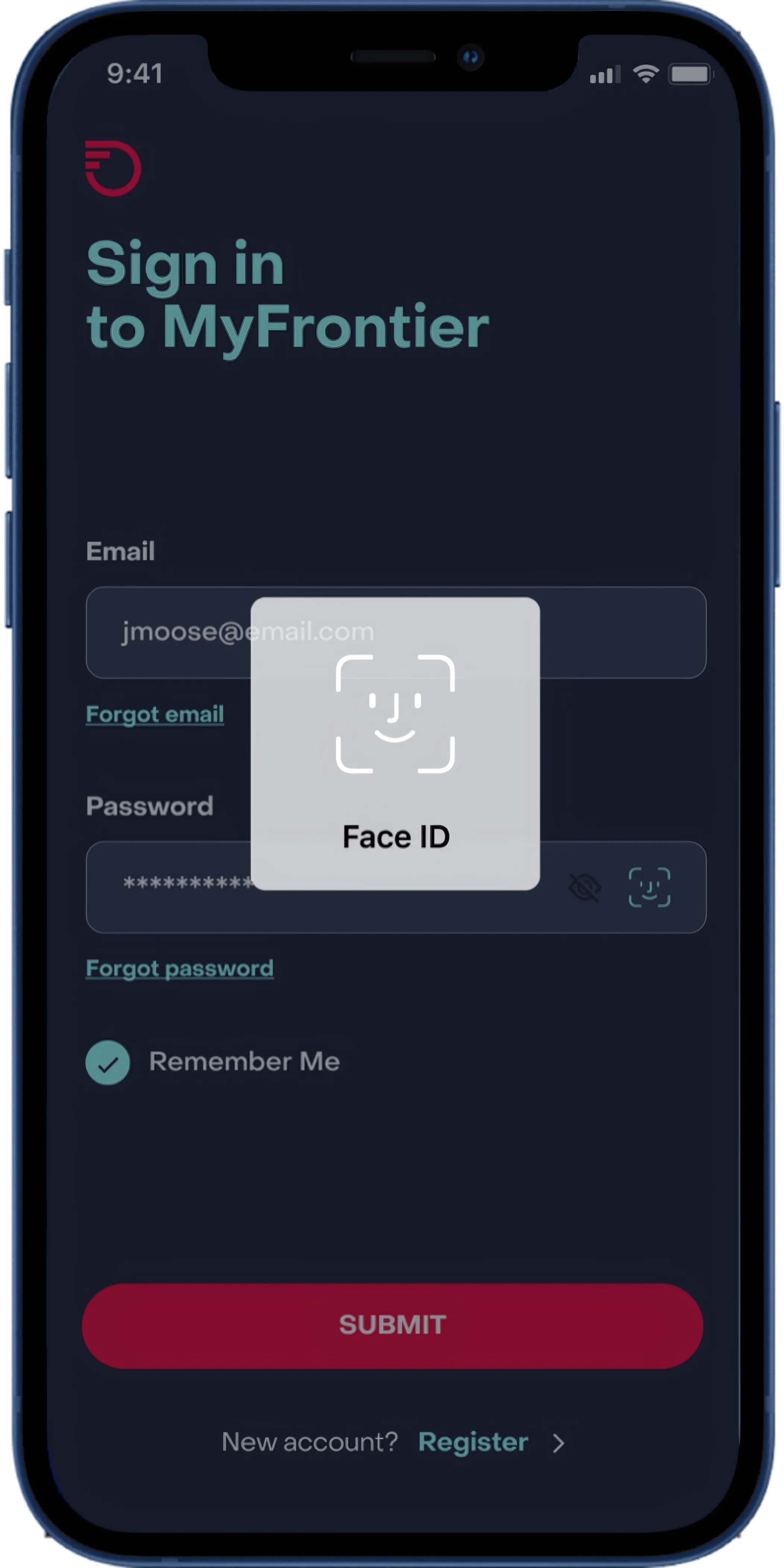 Face ID prompt over the sign-in screen