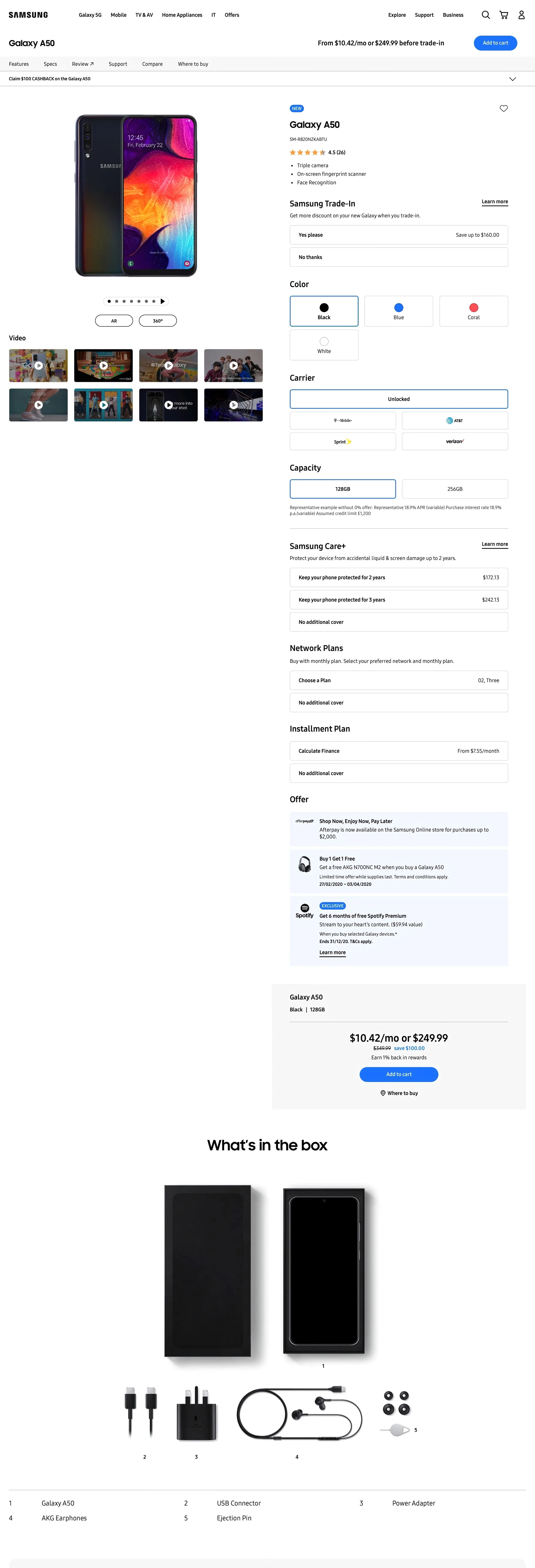 Samsung.com product detail full page