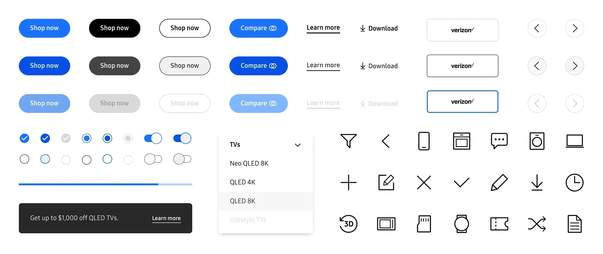 Mosaic of Samsung.com UI components and page modules