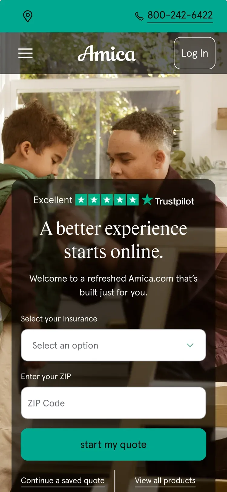 The homepage on a phone